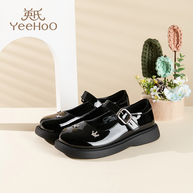 Детские кожаные туфли с нескользящей подошвой для детей YeeHoO, черный — фото 3