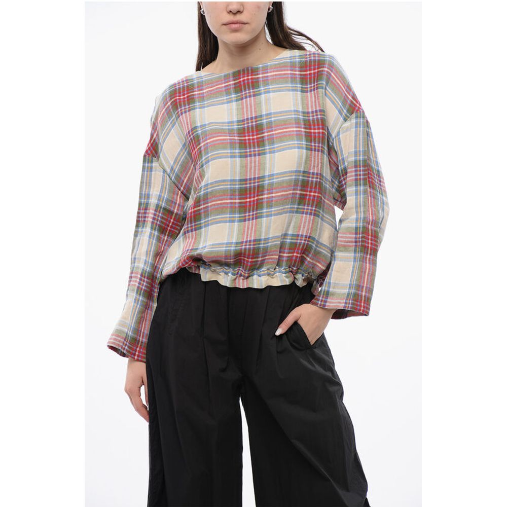 

Летняя университетская блузка из льняной смеси в клетку Woolrich, Multicolor