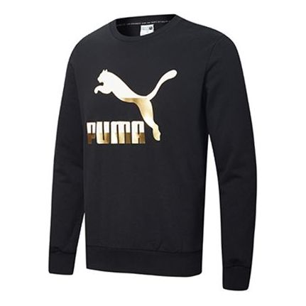 

Толстовка classics casual printing round neck black gold color 'black gold' Puma, черный