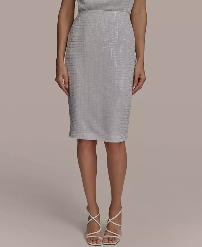 

Женская юбка-карандаш с пайетками Donna Karan New York, серый