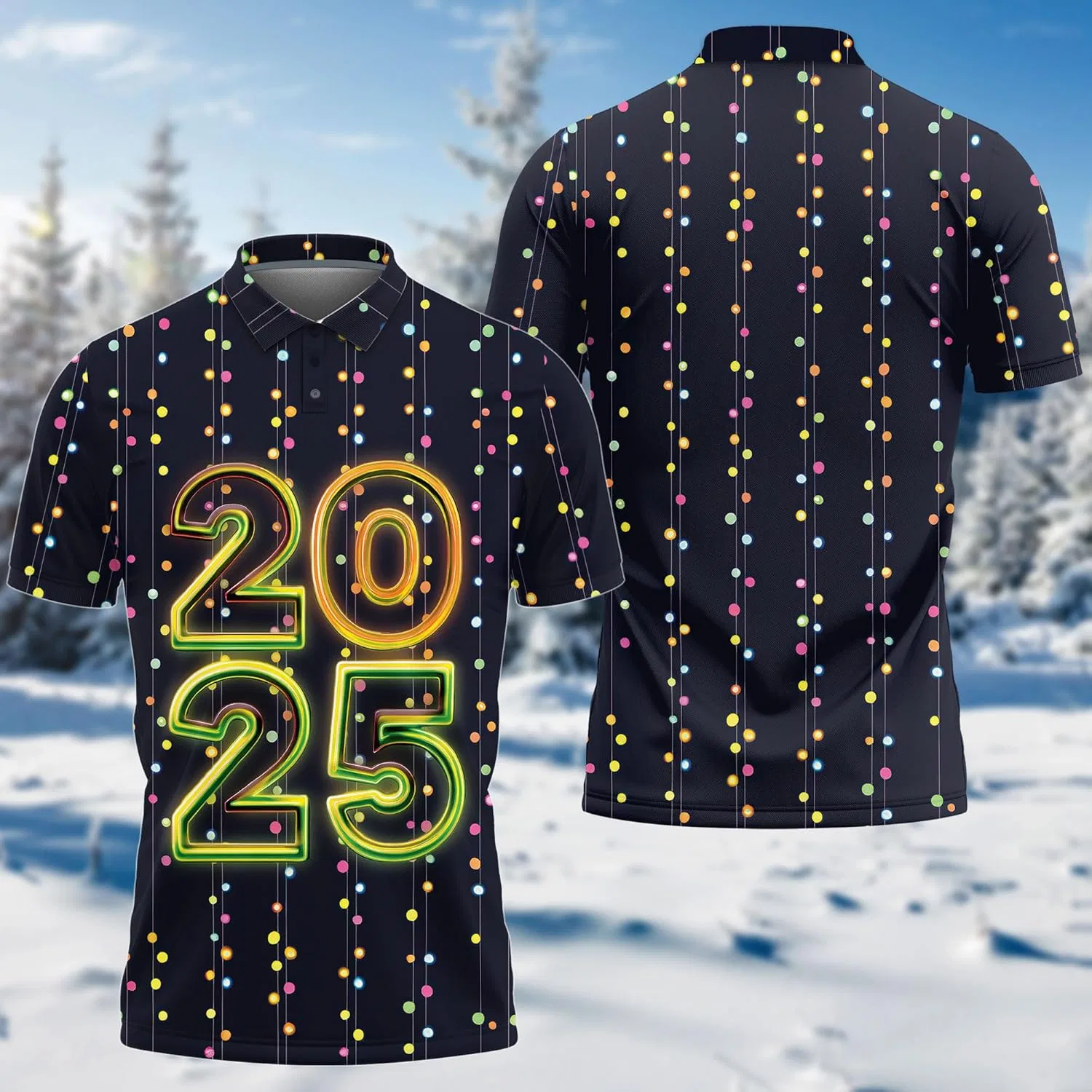 Футболка поло мужская новогодняя 2025, Regular Fit, серия 33, Newyear_07 — фото 2