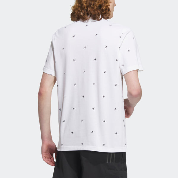 Футболка Adidas Fi Polo Aop Logo Printing Training Sports Short Sleeve Polo Shirt 'White', белый — фото 3