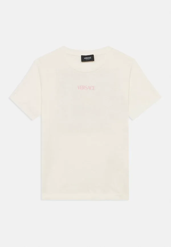 Футболка унисекс с принтом logo barocco ramadan Versace, Bianco/Giallo/Rosa