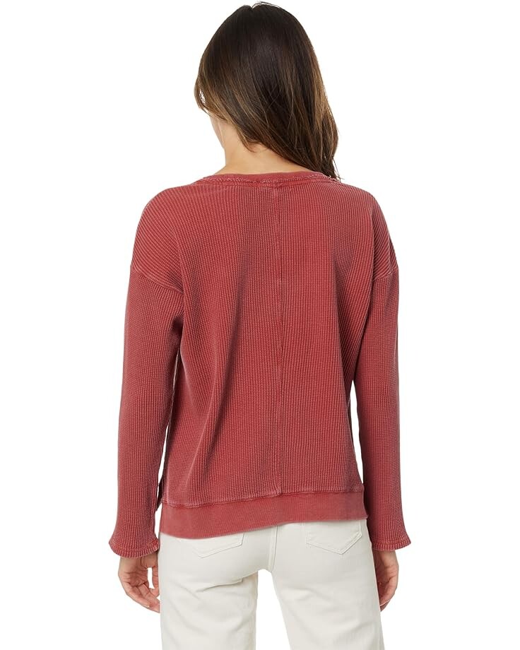 

Топ Mod-o-doc Washed Waffle Long Sleeve Open Neck Top, цвет Rustic Red