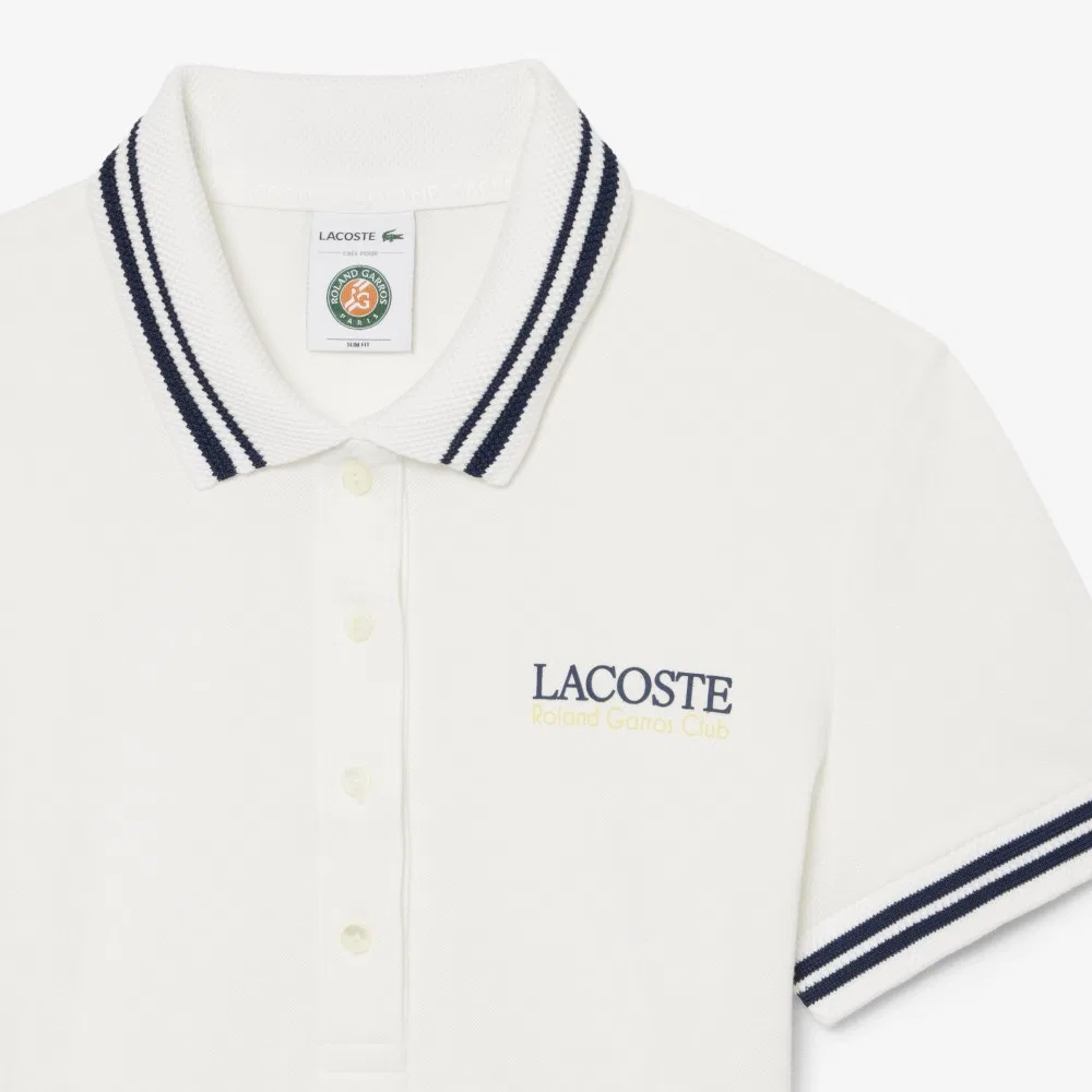 Футболка-поло Lacoste Roland Garros, теннисная, молочно-белая — фото 2