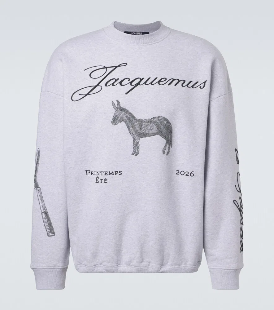 Толстовка из хлопкового флиса с вышивкой J Jacquemus, серый