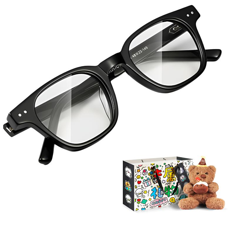 

Upthree Пластиковая квадратная оправа для очков TR/Memory унисекс, Cake Bear Box (Small Frame Black Frame Blue Light Blocking)
