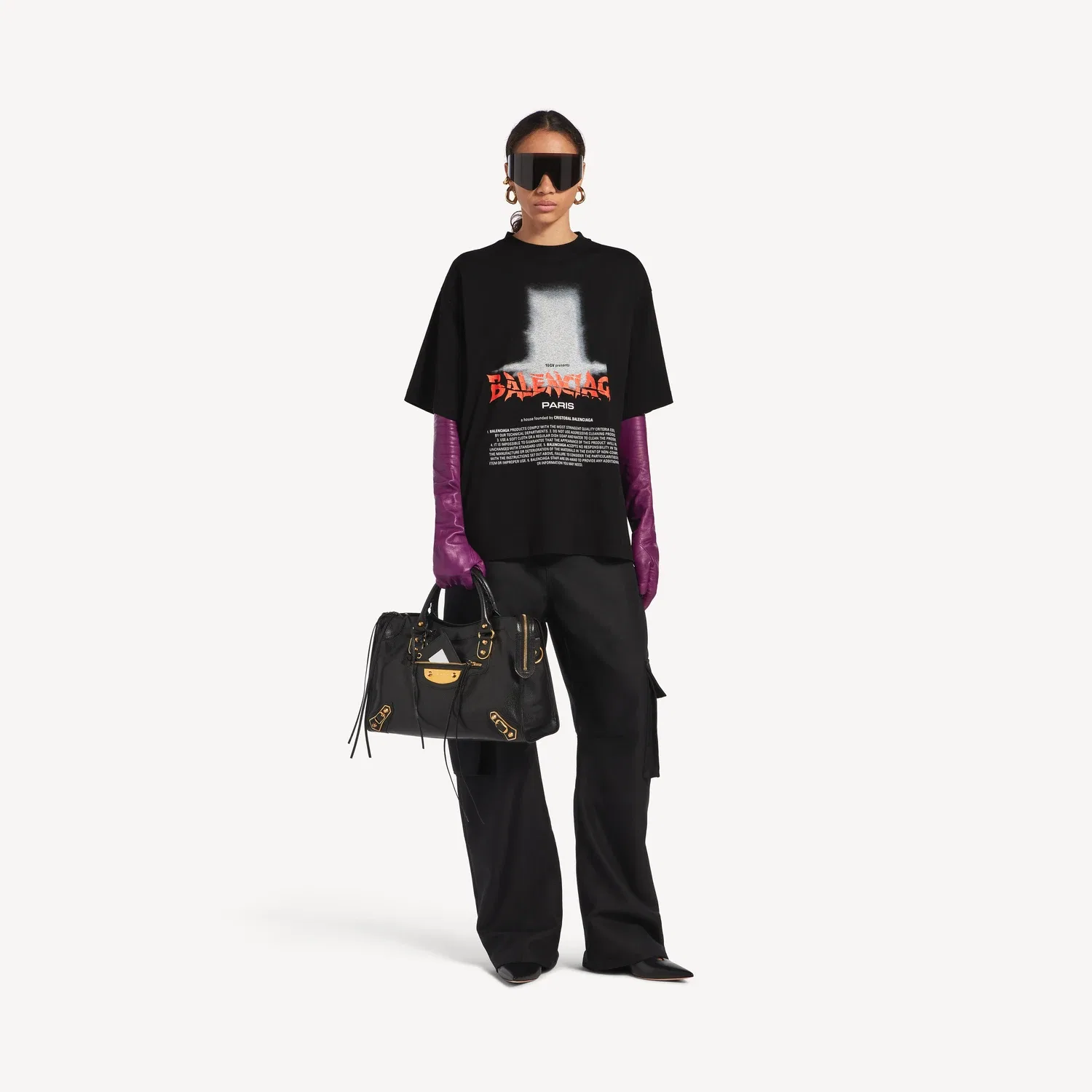 Женская футболка оверсайз The Door черного цвета BALENCIAGA, черный — фото 2