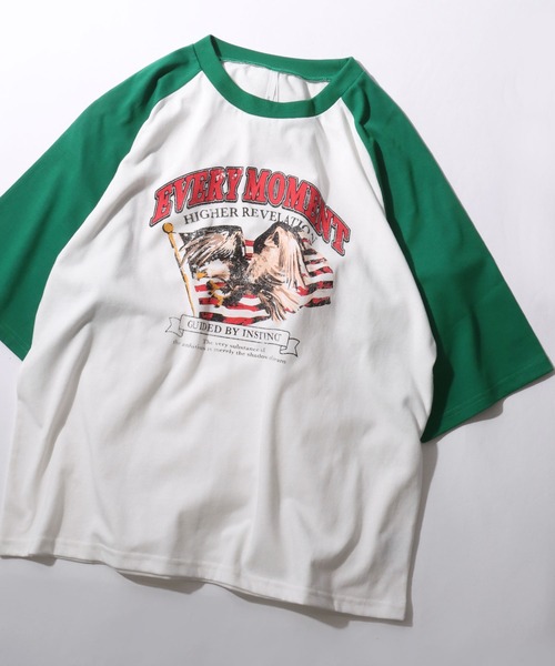 

Футболка оверсайз винтажная с рукавами реглан и принтом-окантовкой SITRY, зеленый