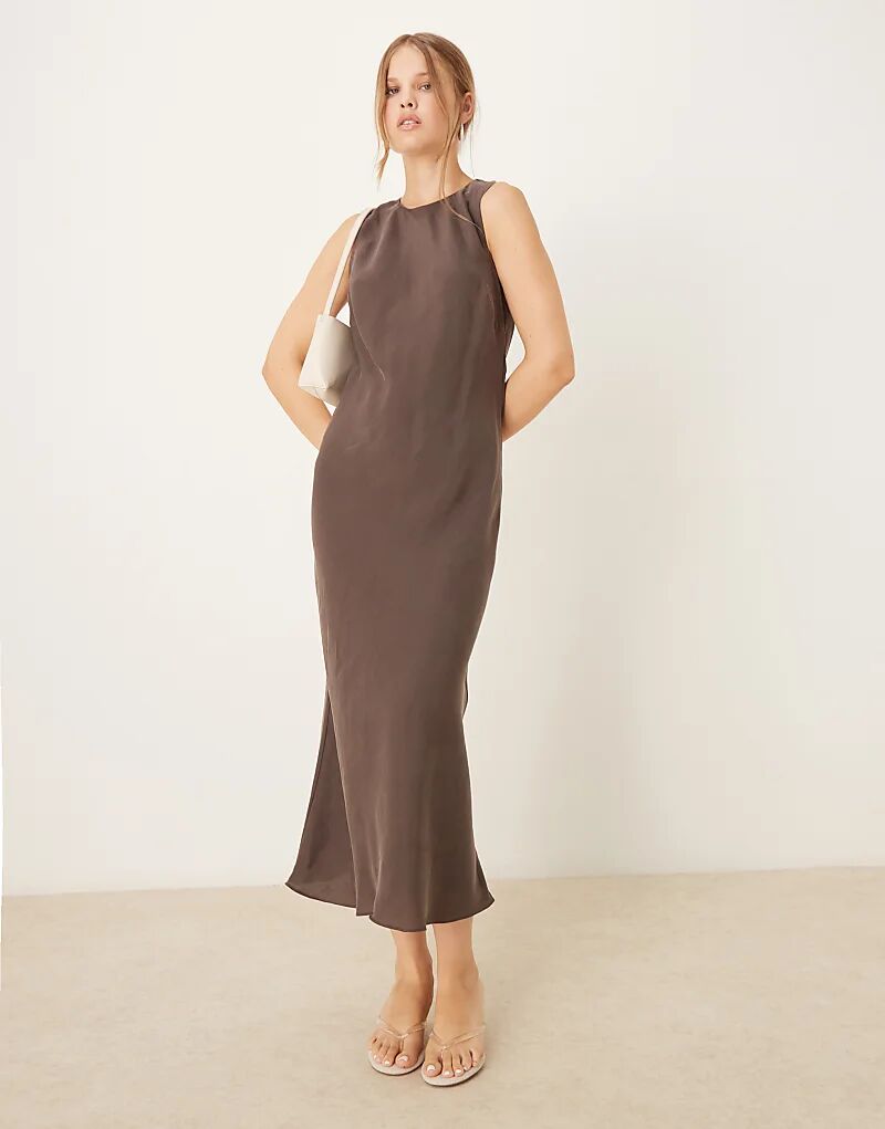 

Платье миди без рукавов Mango коричневого цвета