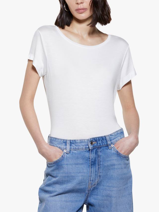 

Футболка с круглым вырезом и асимметричным подолом SISLEY, White