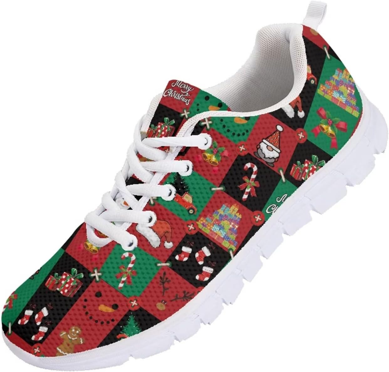 

Мужские кроссовки Funnydude Funny Print для тенниса, спортивные, удобные, дышащие, с сетчатым верхом, Christmas