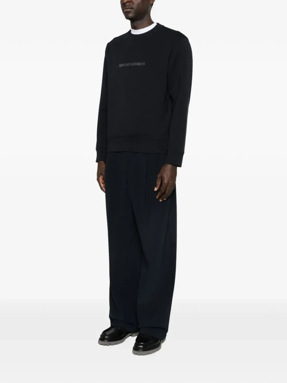 Хлопковая толстовка с логотипом Emporio Armani, черный — фото 3