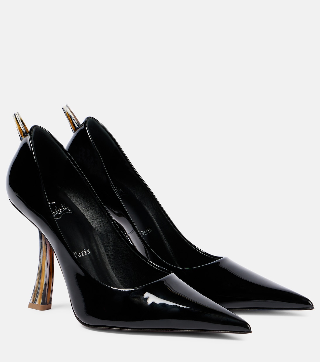Туфли-лодочки Kate Clawmax 100 из лаковой кожи Christian Louboutin, Black/Lin Bk/Naturel