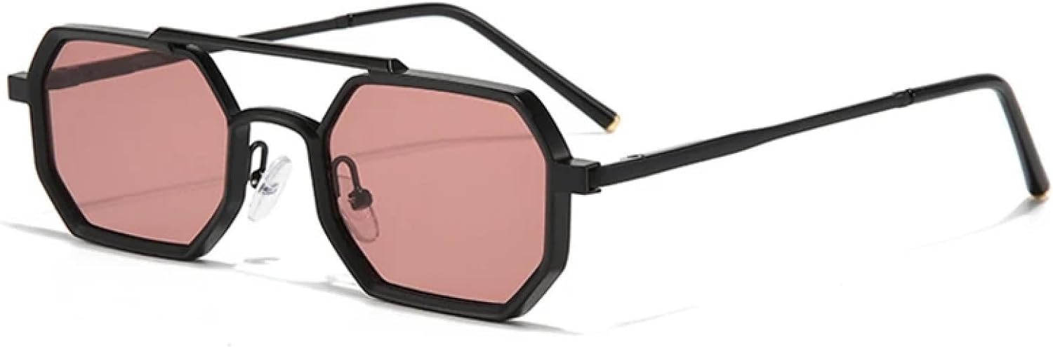 

Мужские солнцезащитные очки в стиле ретро с двойной перемычкой, многоугольные, маленькие, с прозрачными линзами с градиентом цвета "океан", женские очки в металлической оправе TVTBBVV, Black Red Tea