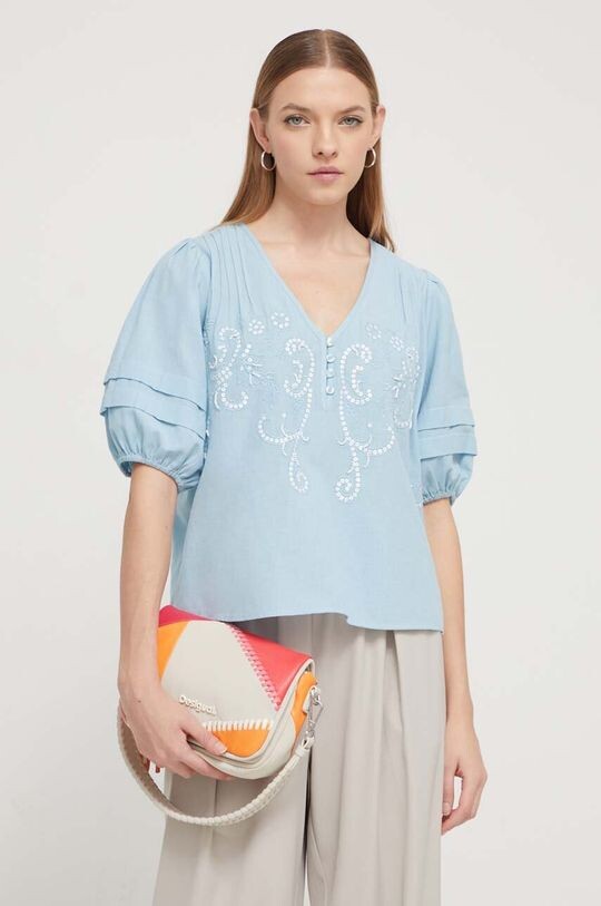 

Блузка из смесового льна Desigual, синий