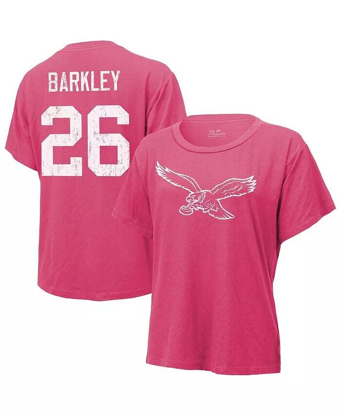 

Женская футболка Saquon Barkley Pink Philadelphia Eagles с именем и номером Majestic