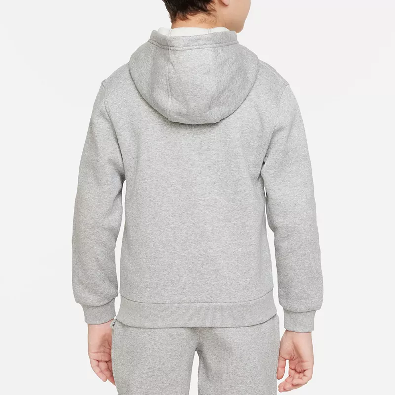 Флисовая худи с молнией во всю длину Nike All Kids Fit Sportswear Club, цвет Dk Grey Heather/Base Grey — фото 3