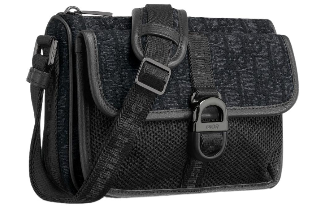 DIOR 8 Oblique Print Shoulder Bag, Crossbody Bag Mini Men's Black — фото 2