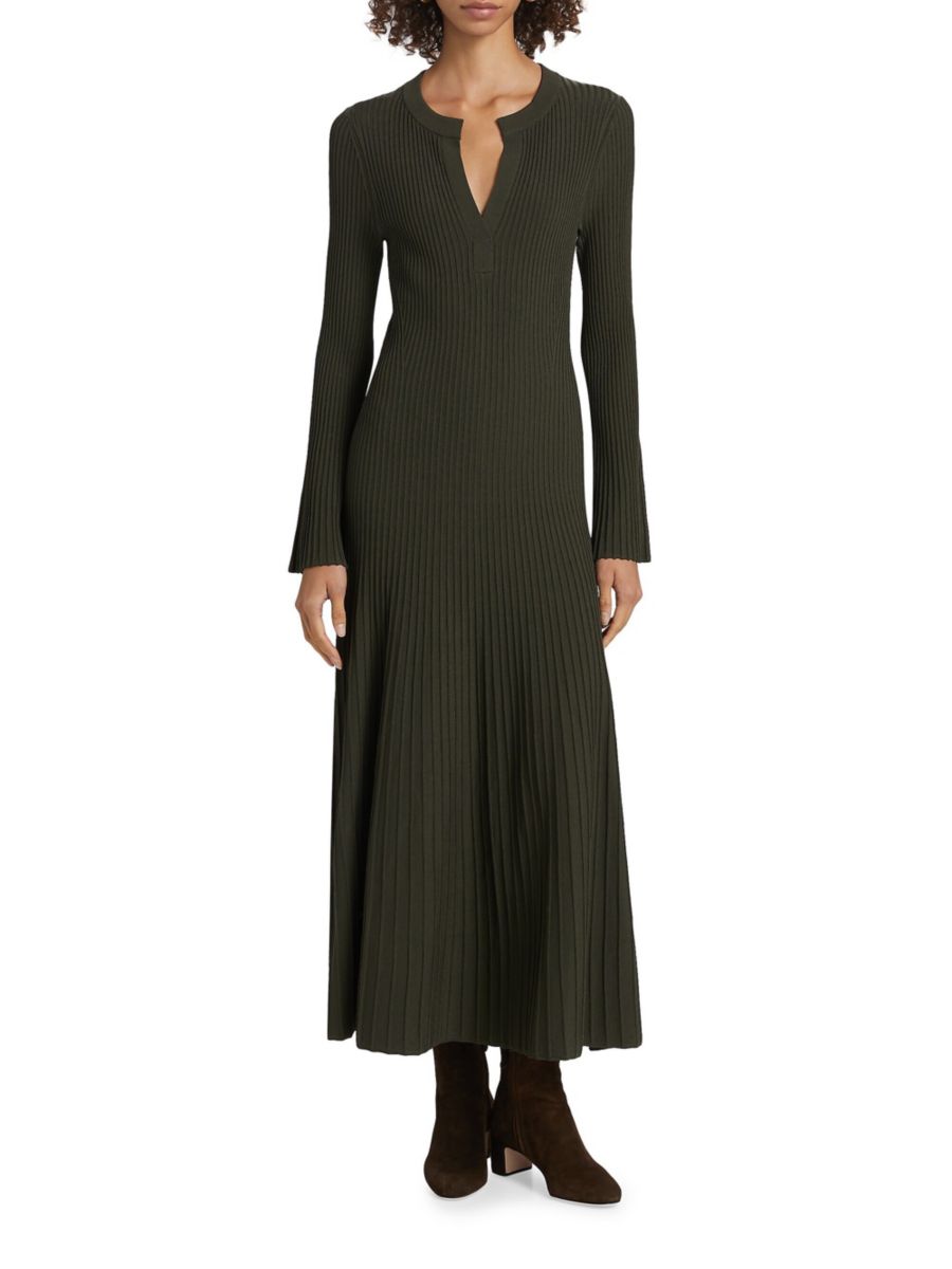 

Платье Genna Ribbed Fit & Flare SIMKHAI, цвет Moss