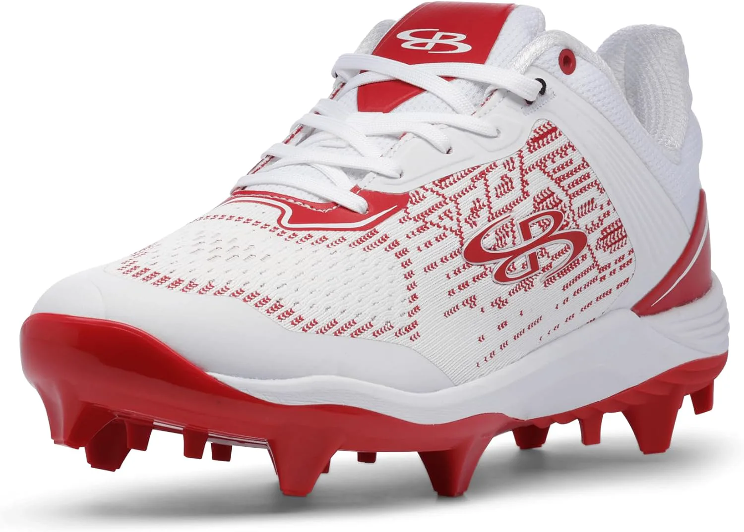 Мужские бутсы Boombah Viper Pureknit с литой подошвой - Status - Разные цвета - Разные размеры, белый/красный — фото 4