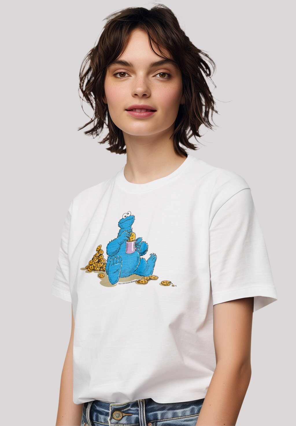 

Футболка с принтом SESAMSTRASSE COOKIE MONSTER COOCKIETIME F4NT4STIC, белый