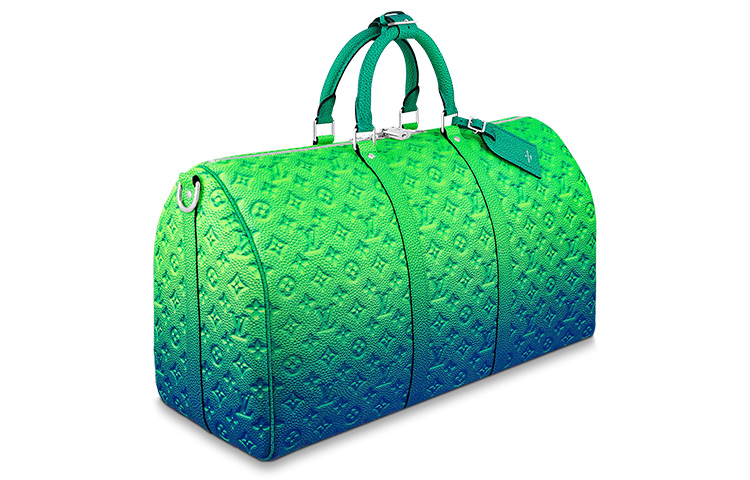 LOUIS VUITTON Сумка Keepall 50B из кожи таурильон в сине-зеленом цвете иллюзион — фото 2
