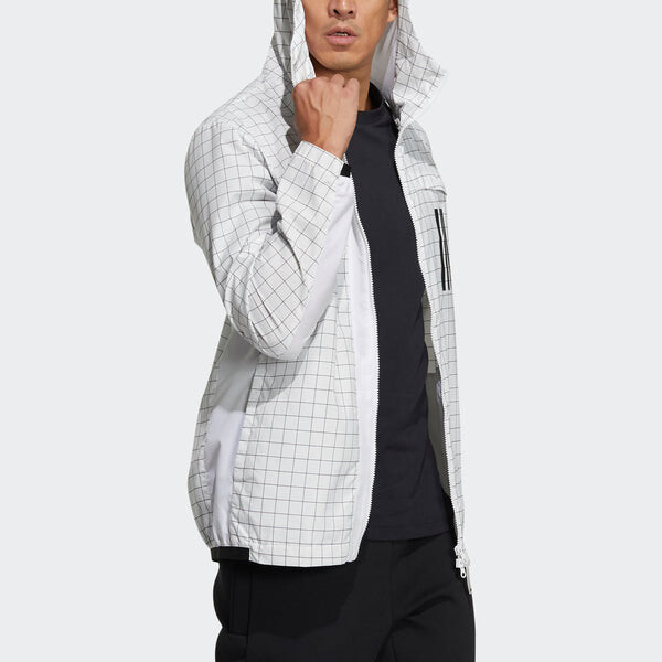 Куртка adidas WND Sports Plaid Windproof Hooded Jacket White, белый — фото 4