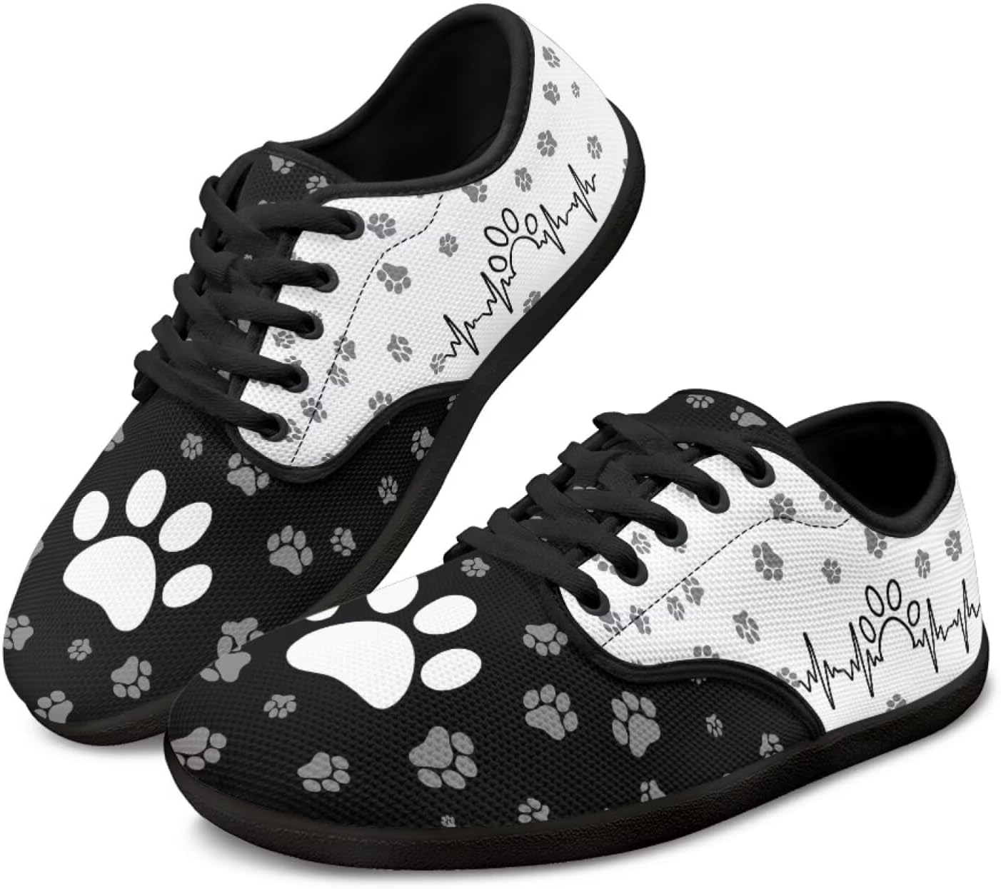 

Мужские и женские низкие босоножки на День Святого Патрика с шнуровкой, ходовые туфли из ПУ, кроссовки с широкой носочной частью и нулевым перепадом Pointodoor, Dog Paw Printed