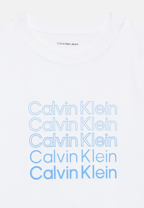Футболка унисекс с принтом логотипа stacked Calvin Klein Jeans, White — фото 4