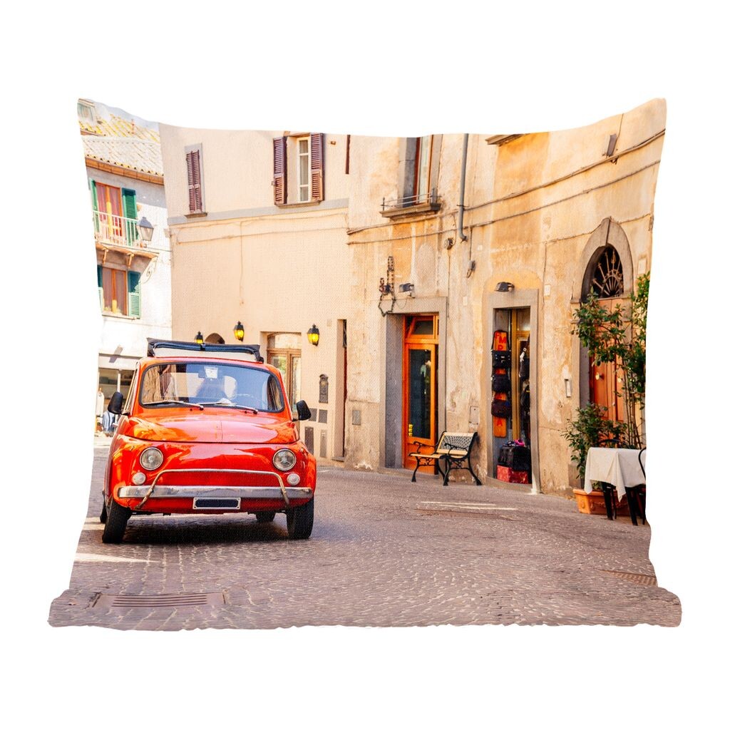 

Декоративная подушка MuchoWow диванная подушка для гостиной декоративная подушка 60 x 60 см Италия - улица - старинный автомобиль - автомобиль - чехол на подушку - хлопчатобумажная ткань - декоративные наволочки