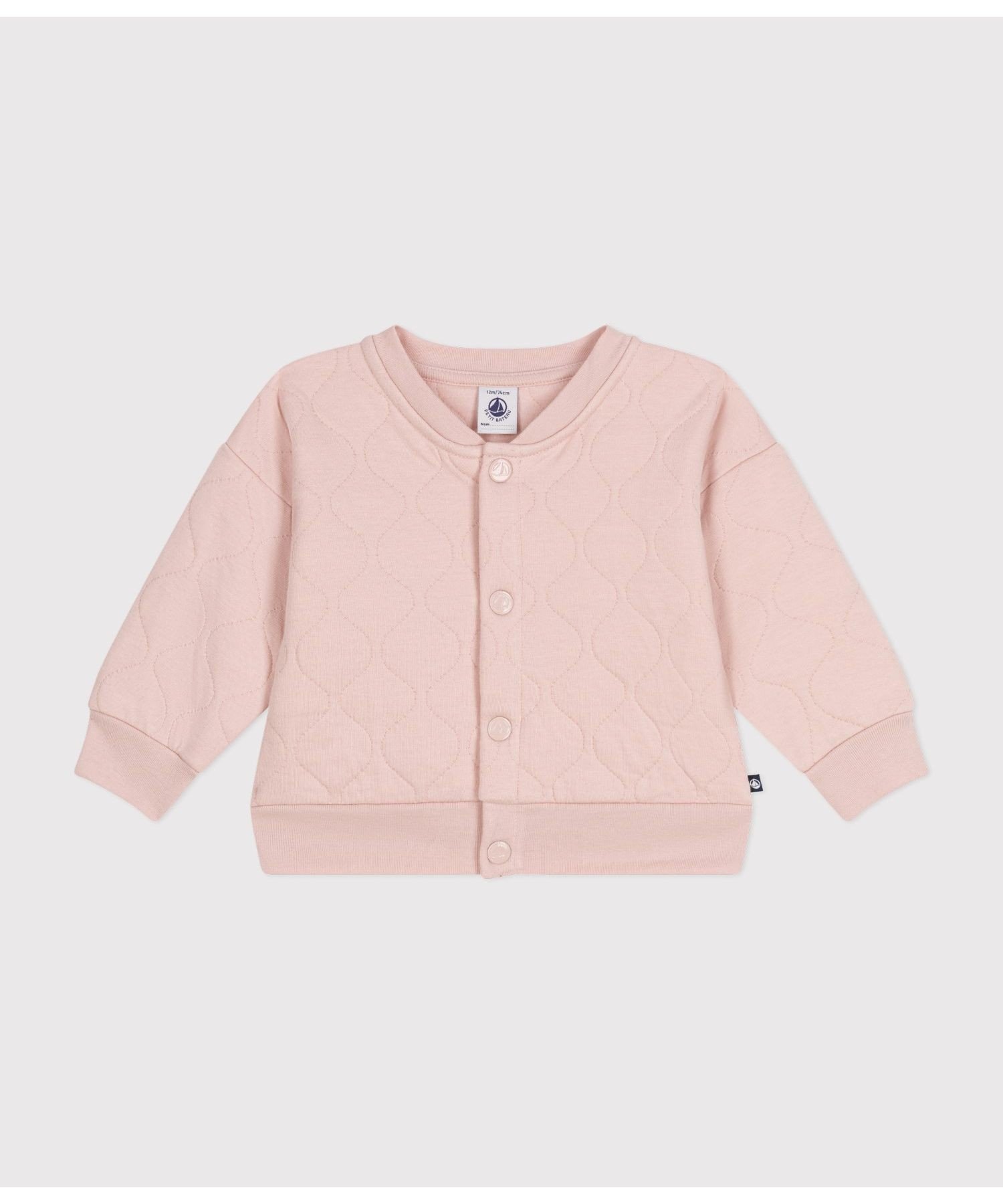 Стеганый кардиган с кубическим рисунком PETIT BATEAU, Light Pink — фото 2