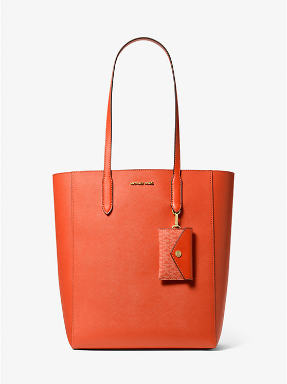

Большая сумка-тоут Vincent из сафьяновой кожи с отделением для карт Michael Kors, красный