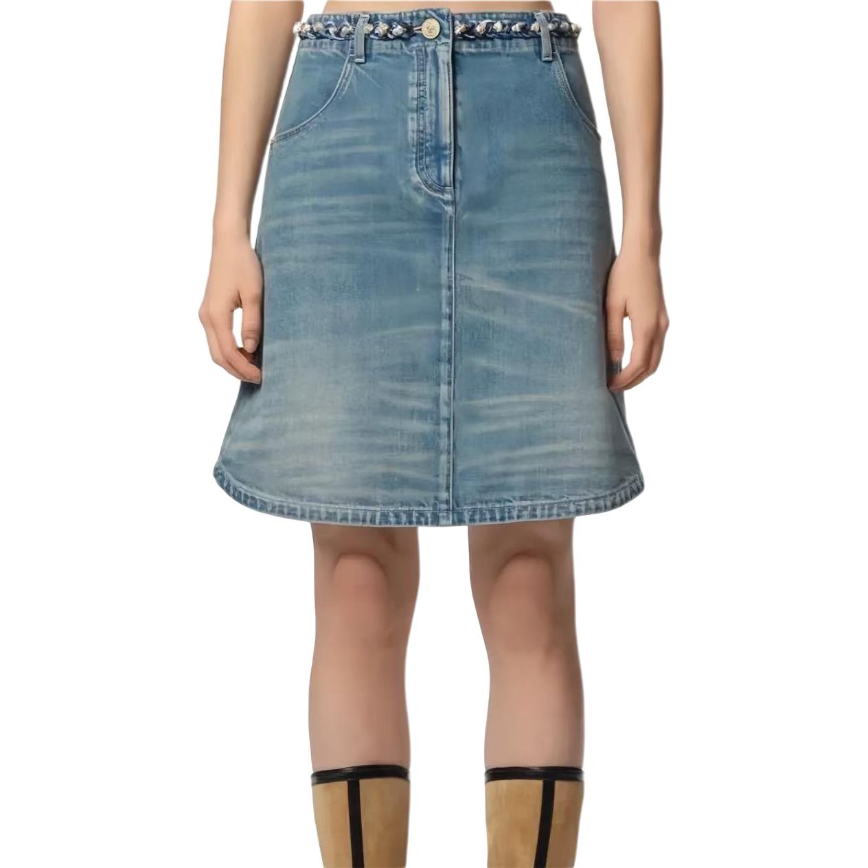 

25A Джинсовые короткие юбки для женщин CHANEL, синий