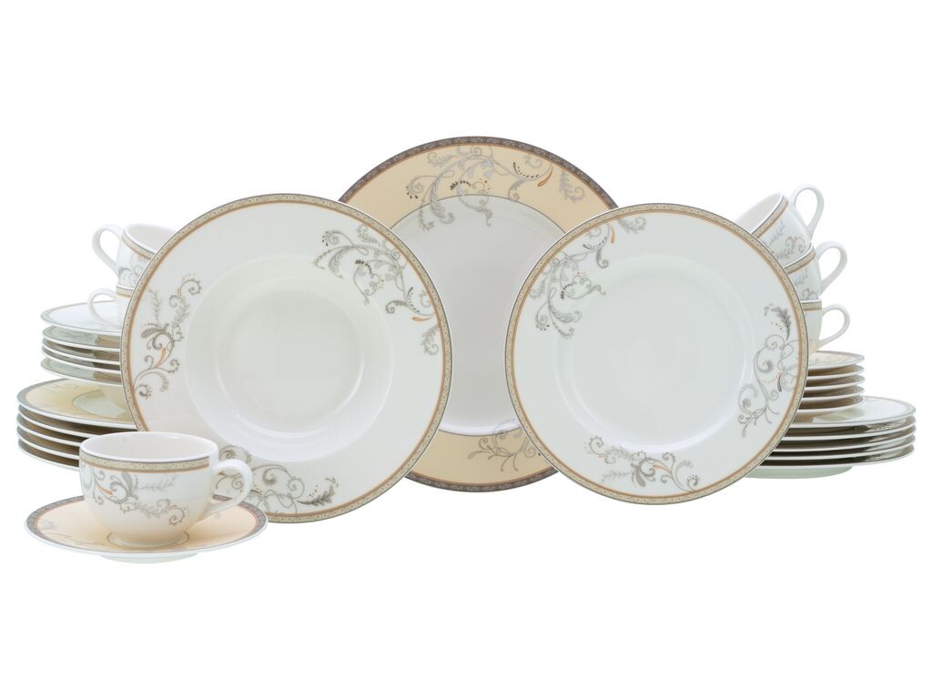 

CreaTable, 17803, Крем Villa Medici, комбинированный сервиз, 30 предметов, фарфор, белый