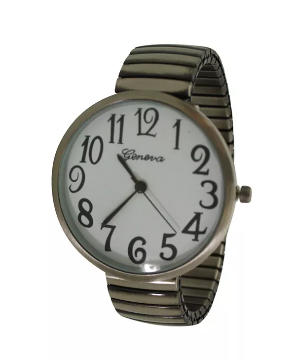 

Металлические часы с очень большим циферблатом и эластичным ремешком Olivia Pratt, metallic