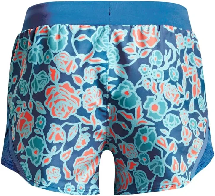 Шорты Under Armour Girls' Fly by Printed Shorts, Cloudless Sky (400)/White — фото 2
