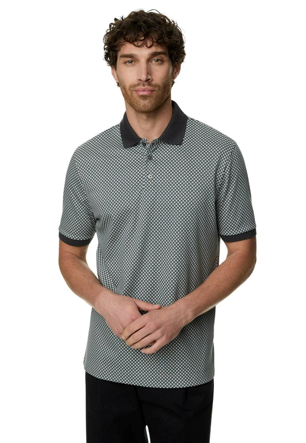 

Рубашка-поло Geometric Print Marks & Spencer, серый микс