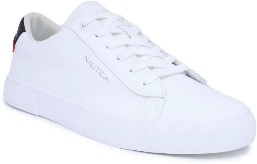 Мужская повседневная обувь Nautica, классические низкие лоферы на шнуровке, модные кроссовки - в стандартных и широких размерах, белый — фото 4