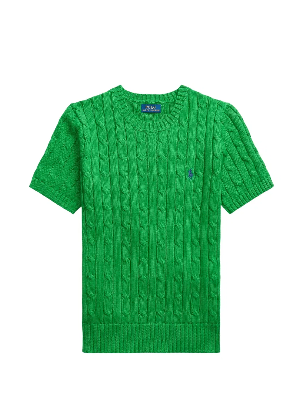 Свитер с короткими рукавами и косами Polo Ralph Lauren, зеленый