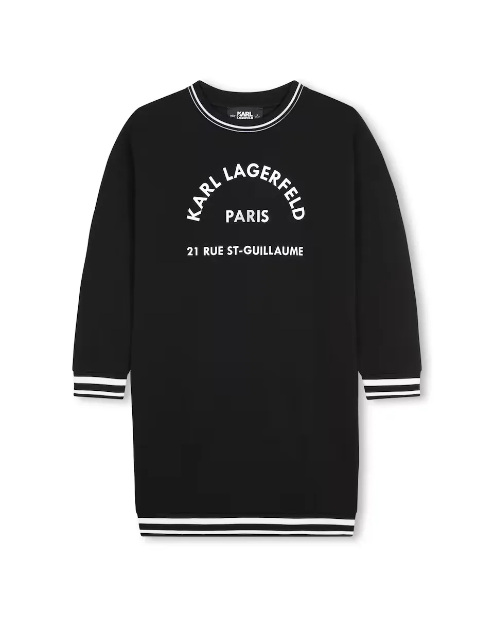 

Черное платье для девочки с длинными рукавами Karl Lagerfeld Kids