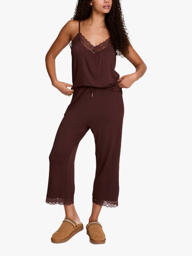 

Комплект пижамы с кружевной отделкой Bamboo Rich и укороченным топом Pretty You London, Chocolate