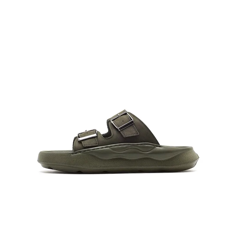 Слайды мужские Bansley, Green, Leather Shoe Size, Comparatively to Athletic Shoes