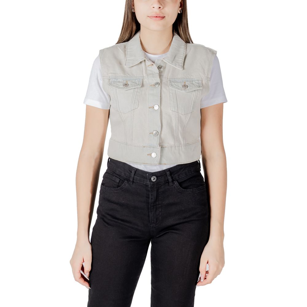 

Светло-голубая хлопковая куртка без рукавов Only, светло-голубой