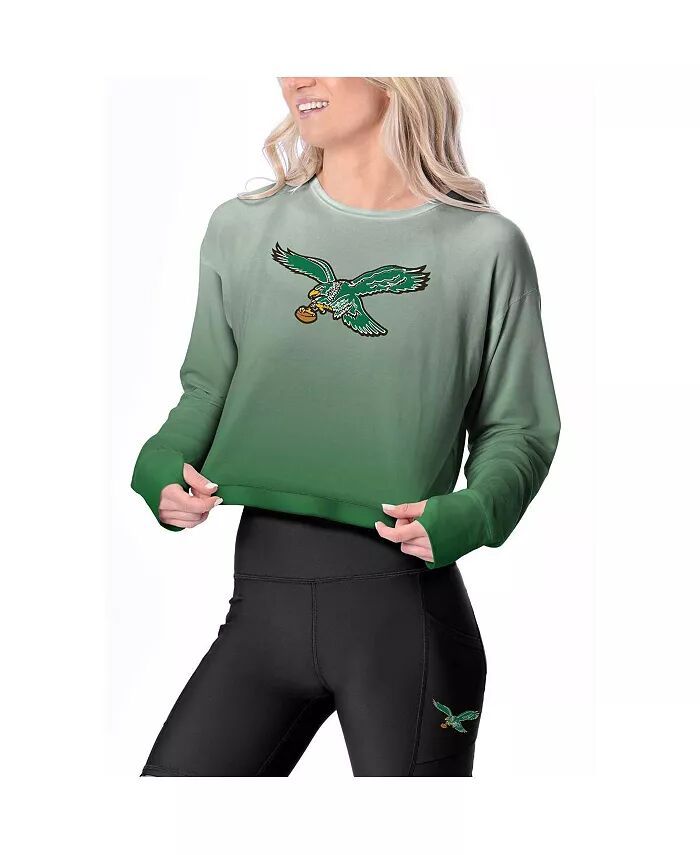 

Женская футболка Kelly Green Philadelphia Eagles Gridiron Classics Shift Hi Low с омбре и длинным рукавом Certo, зеленый