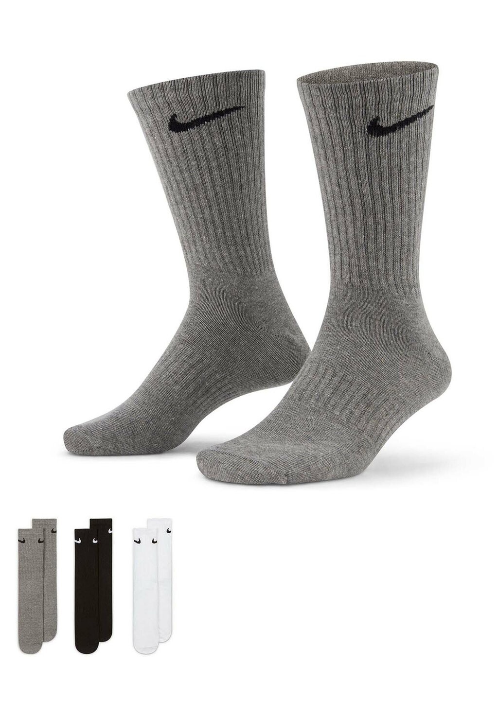 Спортивные носки Nike Everyday Crew Unisex 3 Pack, белый/серый/черный — фото 2