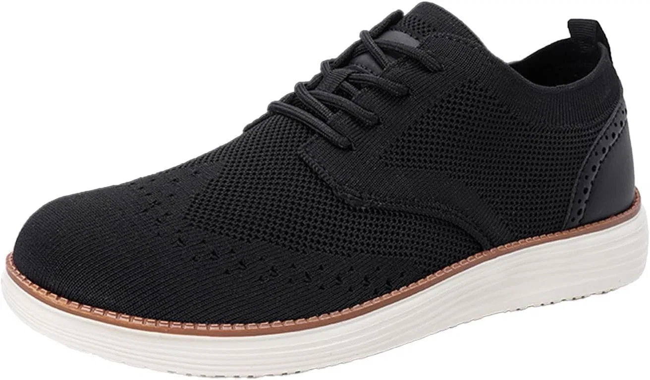 Мужские повседневные туфли-лоферы Oxfords из дышащей сетки на шнуровке, мягкая подошва, черный XDFVC