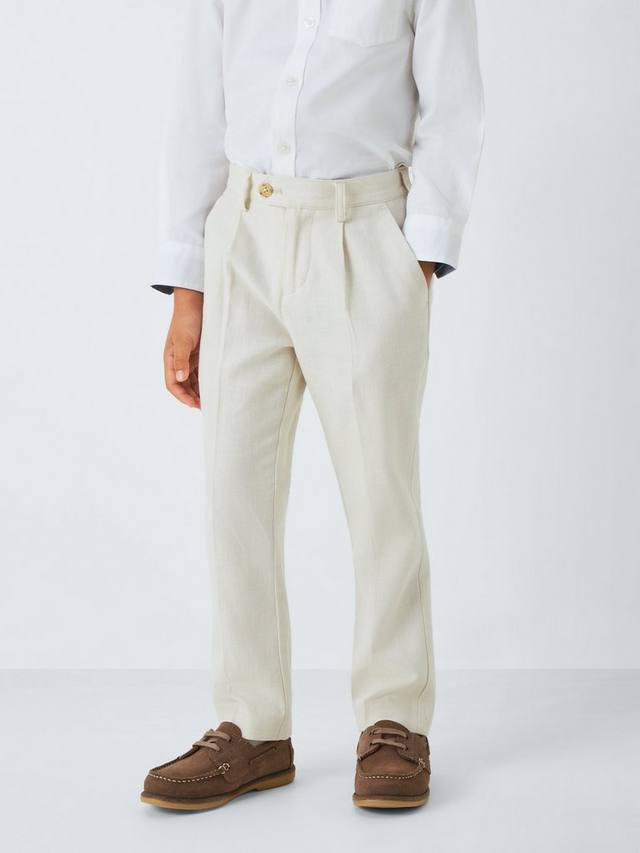 

Детские прямые брюки с льняной отделкой John Lewis Heirloom Collection, Cream