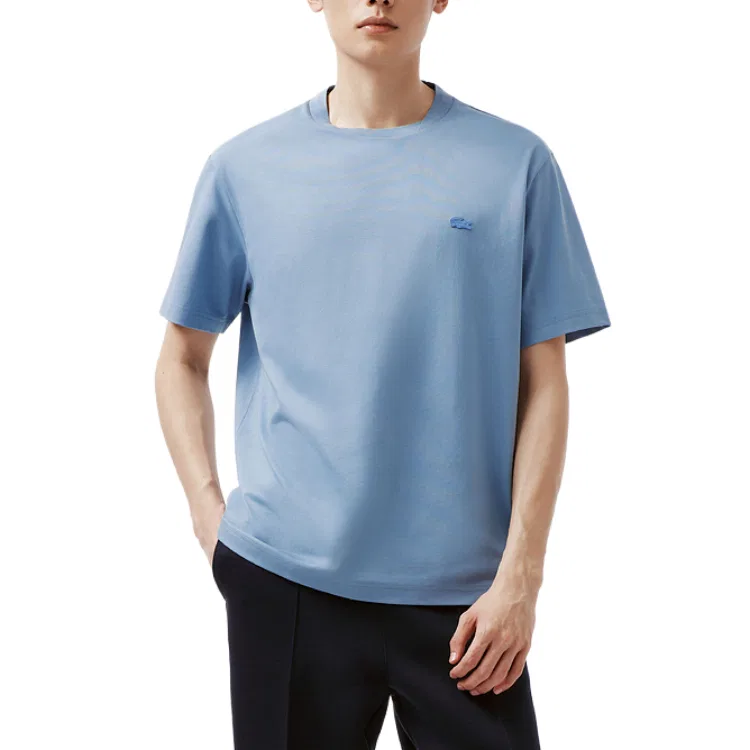 Футболка мужская Lacoste Moderate, с круглым вырезом, серебро серый — фото 3