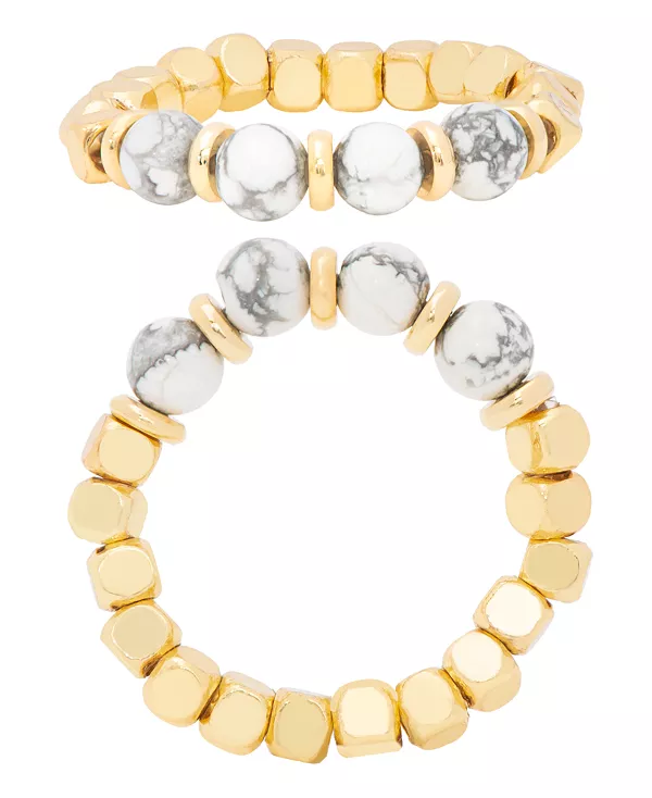 

Позолоченное серое эластичное кольцо с бусинами 14 карат Macy'S, gold